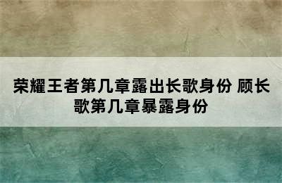 荣耀王者第几章露出长歌身份 顾长歌第几章暴露身份